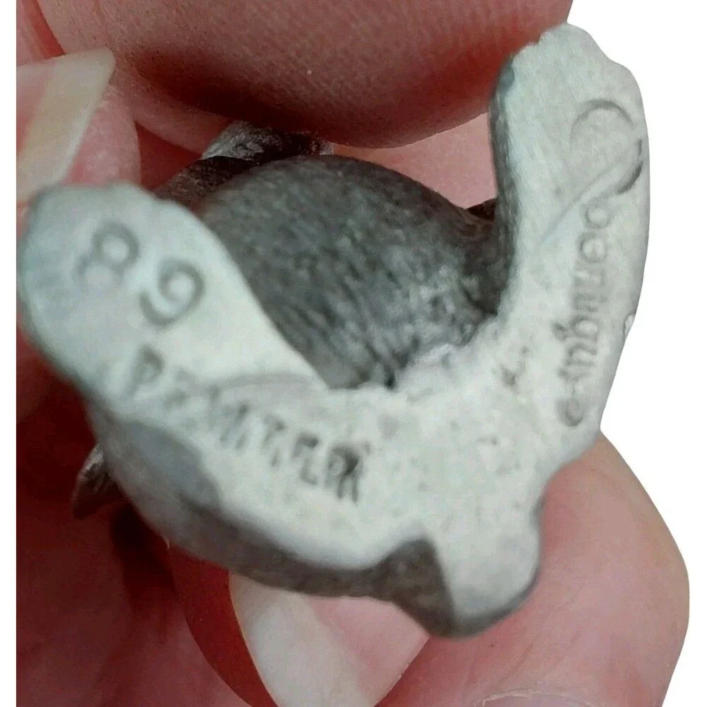 Pewter Figurine 1980's Rabbit Miniature Animal Sculpture Signed Easter 1.75